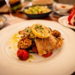 Grillezett harcsafilé grillzöldséggel